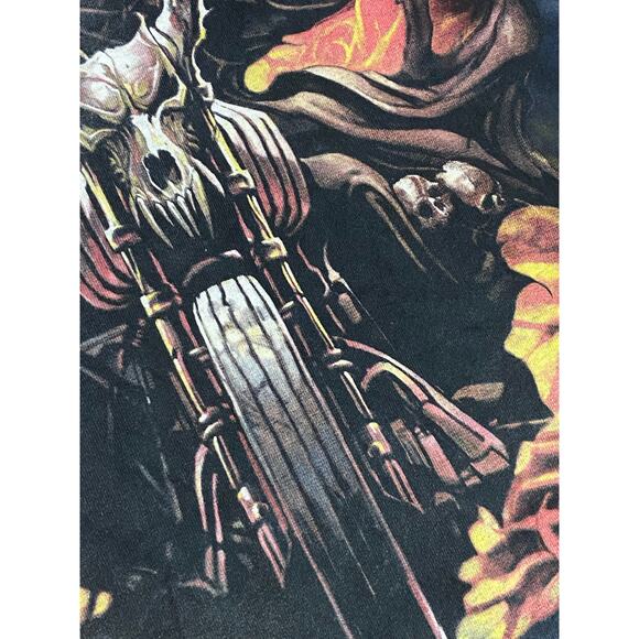 Vintage The Mountain Skeleton Motorcycle T-Shirt Men’s Size 2XL Charcoal - Picture 7 of 9